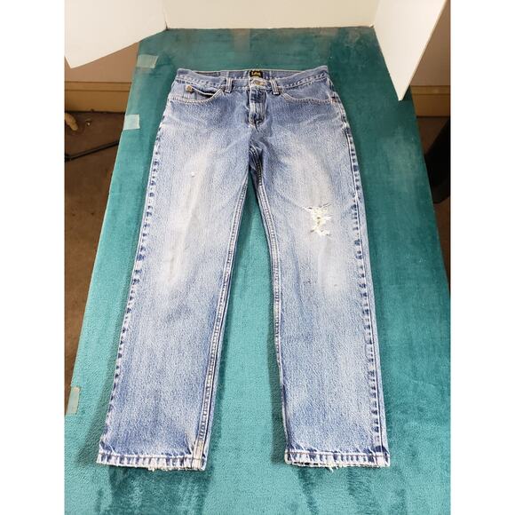Lee Jeans Sz 32x29 Mens Blue Stretch Pants Denim Casual Comfort Light Straight - Picture 2 of 16